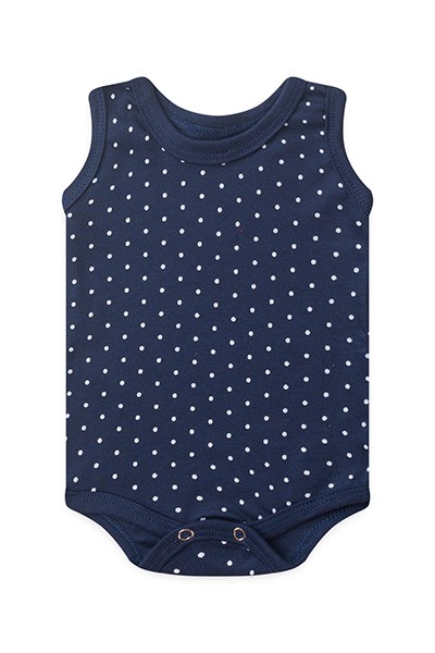 Body Bebê Canelado Escuro Poá Regata (P/M/G) - Top Chot - Tamanho G - Azul Marinho