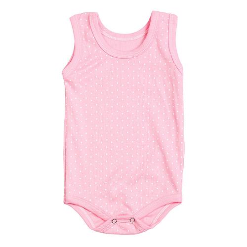 Body Bebê Canelado Escuro Poá Regata (P/M/G) - Top Chot - Tamanho G - Rosa