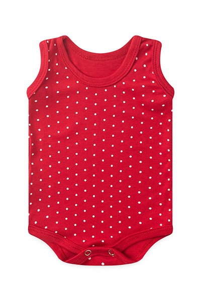 Body Bebê Canelado Escuro Poá Regata (P/M/G) - Top Chot - Tamanho G - Vermelho