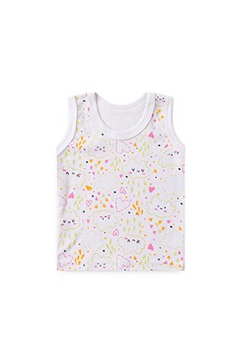 Camiseta Bebê Regata Feminino Canelado Branco Nuvem Coração (P/M/G) - Top Chot