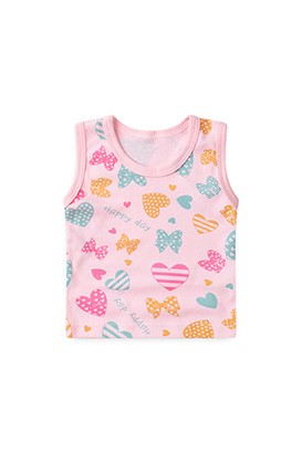 Camiseta Regata Bebê Feminina Canelada Rosa Coração (P/M/G) - Top Chot