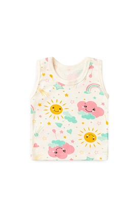 Camiseta Regata Bebê Feminina Canelada Off White Solzinho (P/M/G) - Top Chot