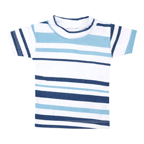 Camiseta Bebê Masculina Listras Grandes Manga Curta Azul Marinho e Turquesa (P/M/G) - Top Chot - Tamanho M - Branco,Azul Marinho,Turquesa