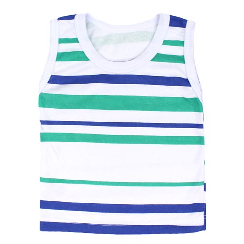 Regata Bebê Masculina Verde com Azul Royal Listrada (P/M/G) - Top Chot - Tamanho P - Verde,Azul Royal