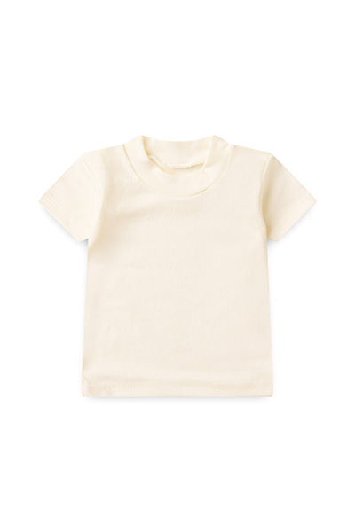 Camiseta Bebê Canelada Lisa Manga Curta (1/2/3) - Top Chot - Tamanho 1 - Creme