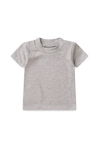Camiseta Bebê Canelada Lisa Manga Curta (1/2/3) - Top Chot - Tamanho 3 - Mescla