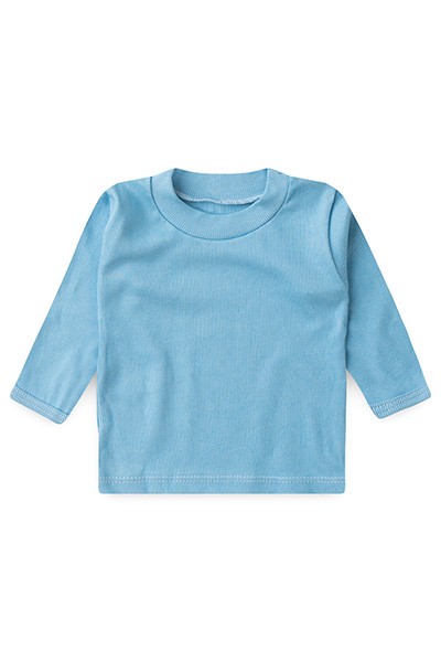 Camiseta Bebê Canelada Lisa Manga Longa (1/2/3) - Top Chot - Tamanho 2 - Azul
