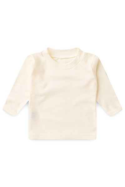 Camiseta Bebê Canelada Lisa Manga Longa (1/2/3) - Top Chot - Tamanho 3 - Creme