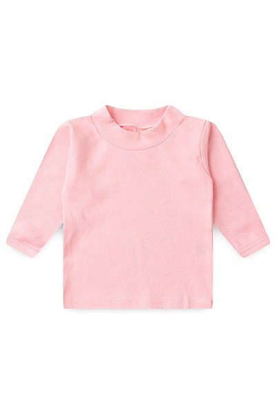 Camiseta Bebê Canelada Lisa Manga Longa (1/2/3) - Top Chot - Tamanho 2 - Rosa