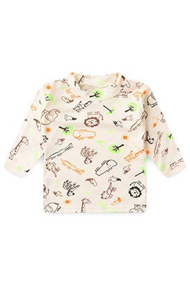 Camiseta Bebê Canelada Manga Longa Creme Safari (P/M/G) - Top Chot