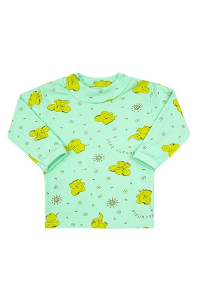 Camiseta Bebê Canelada Manga Longa Verde Ursinho (P/M/G) - Top Chot - Tamanho G - Verde