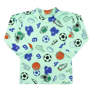 Camiseta Bebê Masculina Canelada Manga Longa Verde Esportes (1/2/3) - Top Chot - Tamanho 3 - Verde