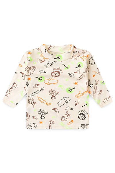 Camiseta Bebê Canelada Manga Longa Creme Safari (1/2/3) - Top Chot - Tamanho 3 - Creme