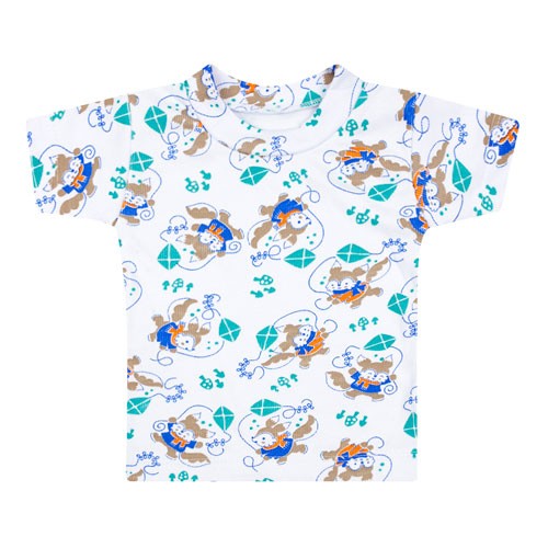 Camiseta Bebê Masculina Canelada Manga Curta Branca Raposa Pipa (P/M/G) - Top Chot - Tamanho P - Branco