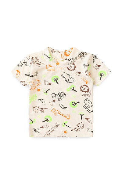 Camiseta Bebê Canelada Manga Curta Creme Safari (P/M/G) - Top Chot - Tamanho P - Creme