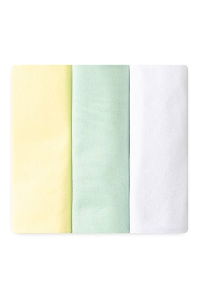 Kit Bebê Cueiro Amarelo, Verde e Branco Liso (3 unidades) - Karinho - Tamanho único - Amarelo,Branco,Verde