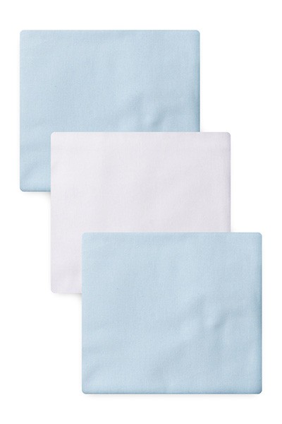 Kit Bebê Masculino Cueiro Azul e Branco Liso (3 unidades) - Papi - Tamanho único - Azul,Branco