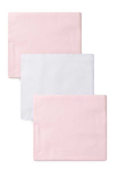 Kit Bebê Feminino Cueiro Rosa e Branco Liso (3 unidades) - Karinho - Tamanho único - Branco,Rosa