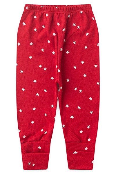 Mijão Bebê Feminino Canelado Vira Pé Vermelho Estrelinhas (RN/P/M/G) - Top Chot - Tamanho RN - Vermelho