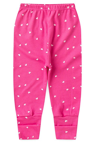 Mijão Bebê Feminino Canelado Vira Pé Rosa Escuro Corações (RN/P/M/G) - Top Chot - Tamanho RN - Rosa