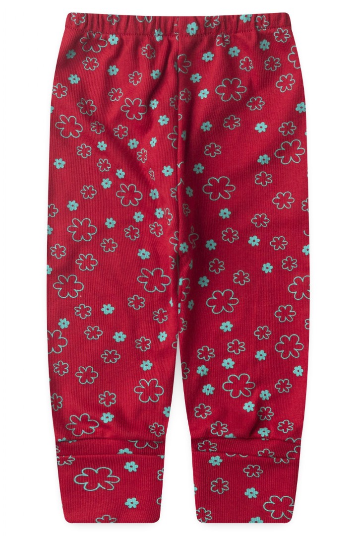 Mij�o Beb� Feminino Canelado Vira P� Vermelho Florzinhas (RN/P/M/G) - Top Chot