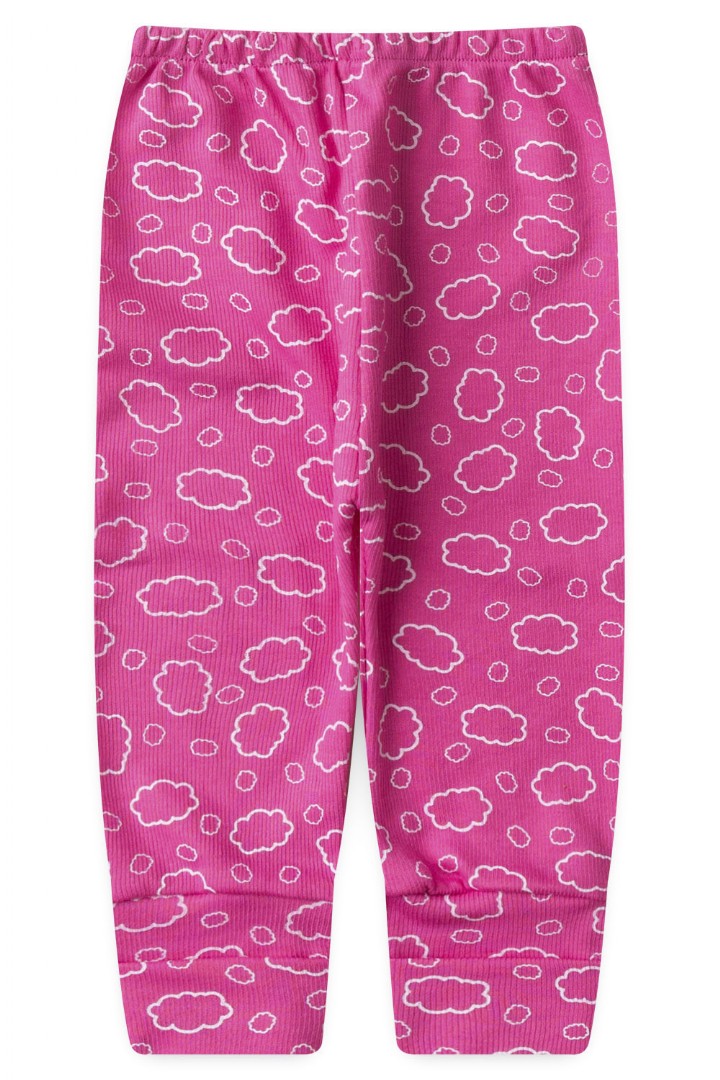 Mijão Bebê Feminino Canelado Vira Pé Rosa Nuvens (RN/P/M/G) - Top Chot