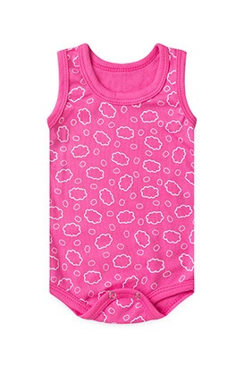 Body Beb� Feminino Canelado Regata Rosa Nuvens (1/2/3) - Top Chot
