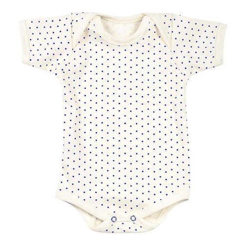 Body Bebê Canelado Poá Manga Curta (RN/P/M/G) - Top Chot - Tamanho M - Azul Marinho,Creme