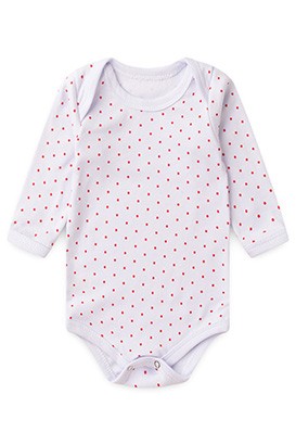Body Bebê Canelado Poá Manga Longa (RN/P/M/G) - Top Chot