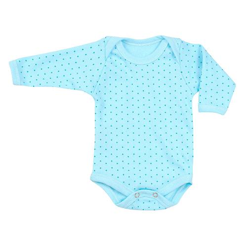 Body Bebê Canelado Poá Manga Longa (RN/P/M/G) - Top Chot - Tamanho G - Turquesa