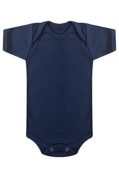 Body Bebê Canelado Escuro Liso Manga Curta (RN/P/M/G) - Top Chot - Tamanho RN - Azul Marinho