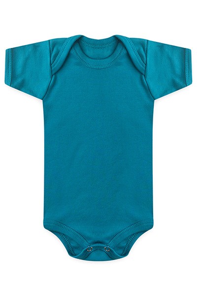 Body Bebê Canelado Escuro Liso Manga Curta (RN/P/M/G) - Top Chot - Tamanho RN - Petróleo
