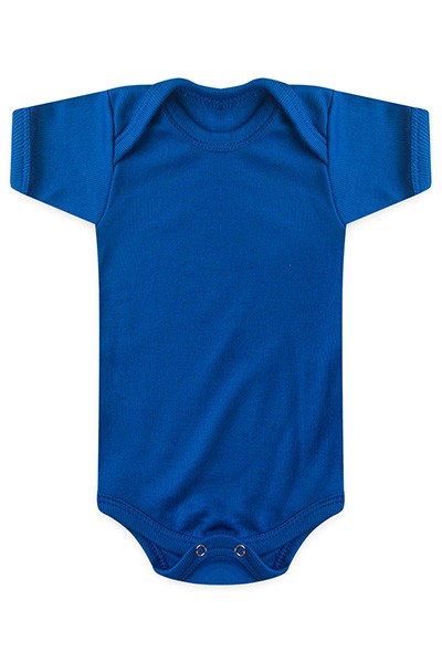 Body Bebê Canelado Escuro Liso Manga Curta (RN/P/M/G) - Top Chot - Tamanho RN - Azul Royal