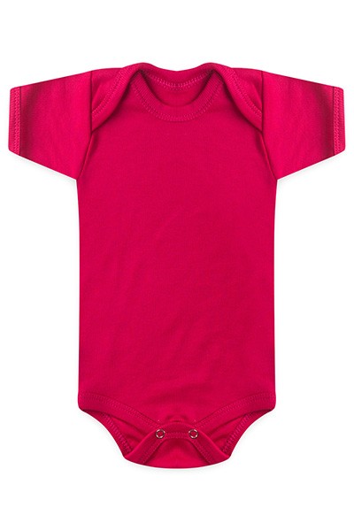 Body Bebê Canelado Escuro Liso Manga Curta (RN/P/M/G) - Top Chot - Tamanho M - Pink