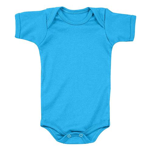 Body Bebê Canelado Escuro Liso Manga Curta (RN/P/M/G) - Top Chot - Tamanho RN - Turquesa