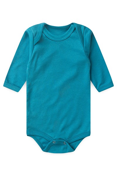 Body Bebê Canelado Escuro Liso Manga Longa (RN/P/M/G) - Top Chot - Tamanho RN - Petróleo