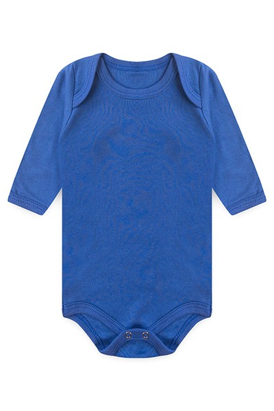 Body Bebê Canelado Escuro Liso Manga Longa (RN/P/M/G) - Top Chot - Tamanho RN - Azul Royal