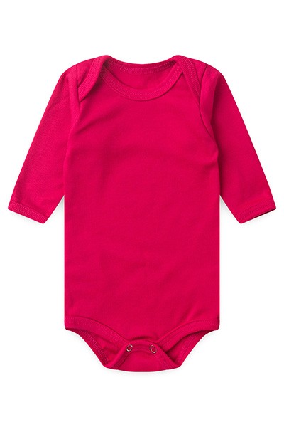 Body Bebê Canelado Escuro Liso Manga Longa (RN/P/M/G) - Top Chot - Tamanho RN - Pink