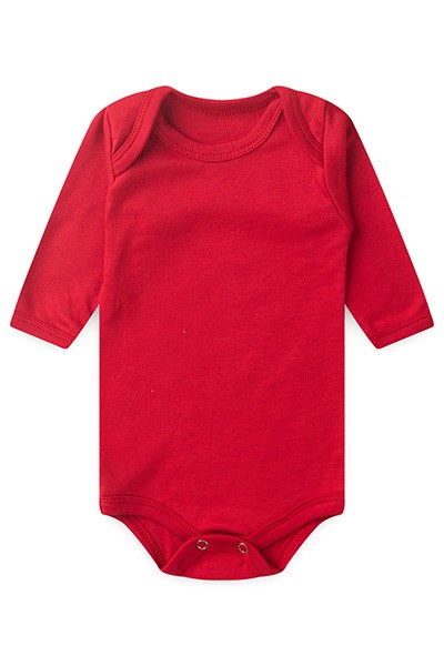 Body Bebê Canelado Escuro Liso Manga Longa (RN/P/M/G) - Top Chot - Tamanho RN - Vermelho