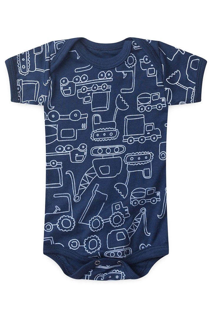 Body Manga Curta Marinho Caminhões (RN/P/M/G)