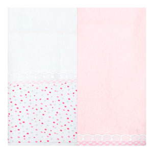 Kit Bebê Feminina Manta Flanelada Rosa e Branco Confetes (2 unidades) - Bambi - Tamanho único - Rosa,Branco