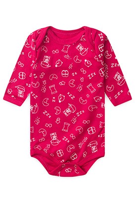 Body Bebê Feminino Canelado Manga Longa Pink Lua Soninho (RN/P/M/G) - Top Chot