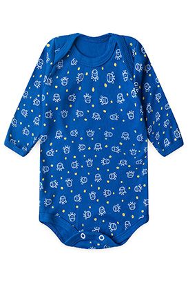 Body Bebê Masculino Canelado Manga Longa Azul Royal Girafinha (RN/P/M/G) - Top Chot
