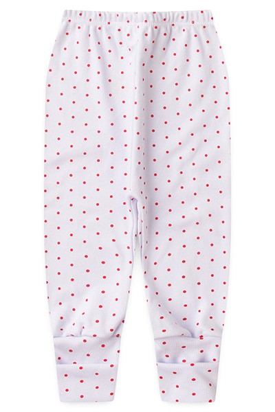 Mijão (Culote) Bebê Canelada Poá Vira-Pé (RN/P/M/G) - TOP CHOT - Tamanho G - Branco,Vermelho