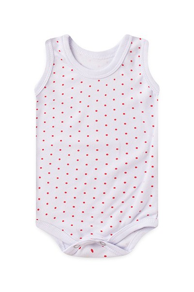 Body Regata Bebê Canelado Poá (P/M/G) - TOP CHOT - Tamanho P - Branco,Vermelho