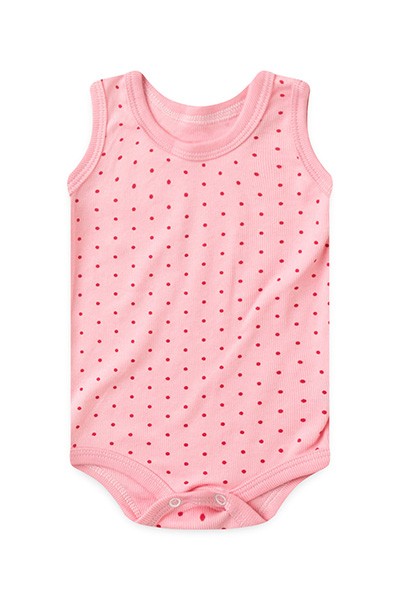 Body Regata Bebê Canelado Poá (P/M/G) - TOP CHOT - Tamanho P - Rosa,Pink