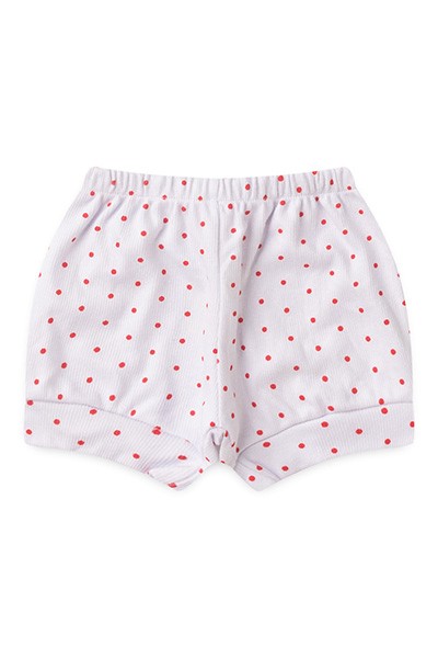 Tapa Fralda (Short) Bebê Canelado Poá (P/M/G) - Top Chot - Tamanho P - Branco,Vermelho