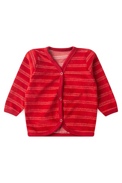 Casaquinho Bebê Plush Listrado (P/M/G) - TOP CHOT - Tamanho M - Vermelho