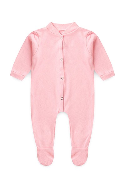 Macacão Bebê Canelado Liso Manga Longa e Com Pé (RN/P/M/G) - TOP CHOT - Tamanho M - Rosa