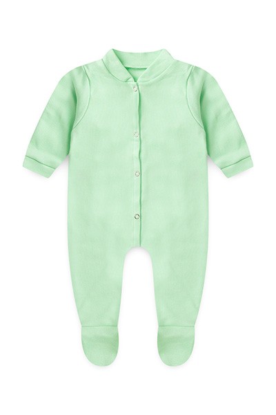 Macacão Bebê Canelado Liso Manga Longa e Com Pé (RN/P/M/G) - TOP CHOT - Tamanho P - Verde